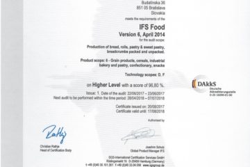 Certifikát IFS - PBP 2017